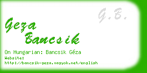 geza bancsik business card