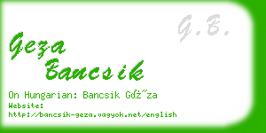 geza bancsik business card